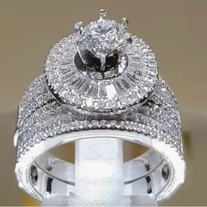 2pcs/set Dazzling Stainless with rhinestones rings